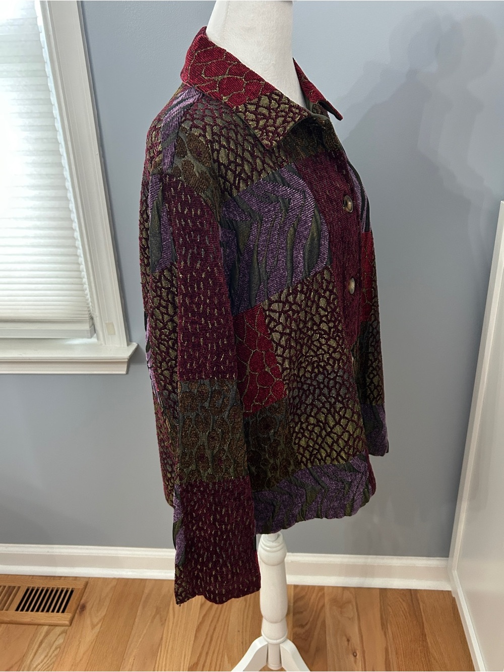 Coldwater Creek Patchwork Jacket Plus Size 1X Multicolor Textured Button Front - Picture 2 of 9